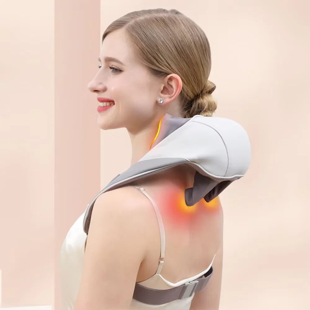 Bionic Neck and Shoulder Massager – Electric Heated Back Massage Pillow for Muscle Relief & Relaxation.