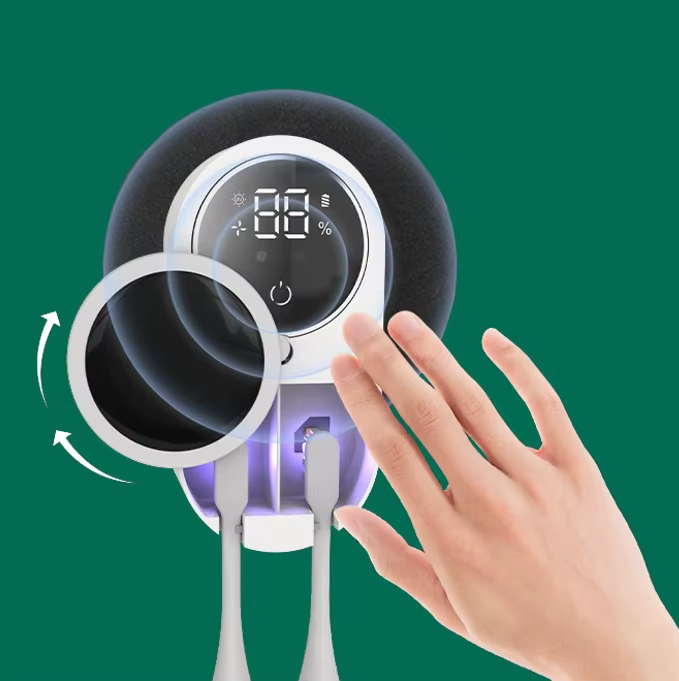 Smart Toothbrush Holder – UV Cleaner with Auto Drying & Cover