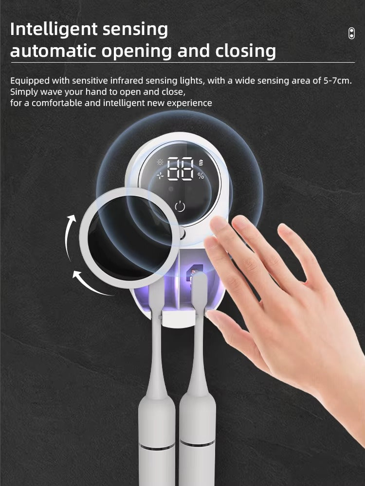 Smart Toothbrush Holder – UV Cleaner with Auto Drying & Cover