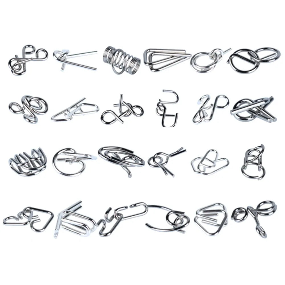 24PCS Metal Wire Puzzle Set – Magic Brain Teaser Advent Calendar Christmas Gift for Kids.