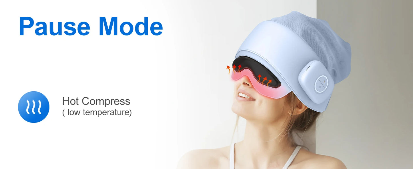 Smart Head & Eye Massager with Heat – Bluetooth Stress & Fatigue Relief Device.