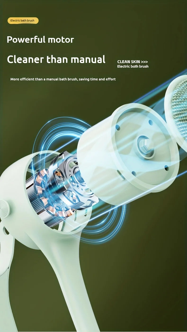 Electric Bath Body Brush – Long Handle Shower Scrubber