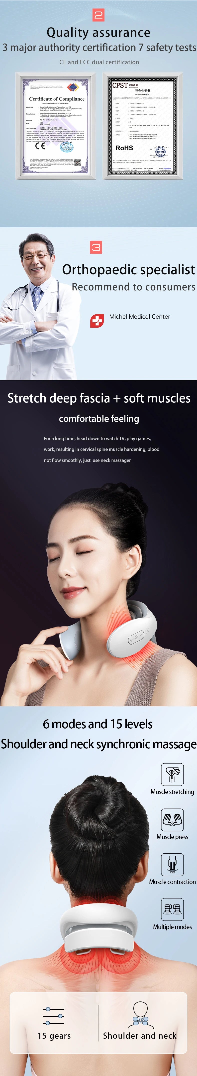 Smart Heated Neck & Shoulder Massager – Electric Cervical Pain Relief with Pulse & Vibration.