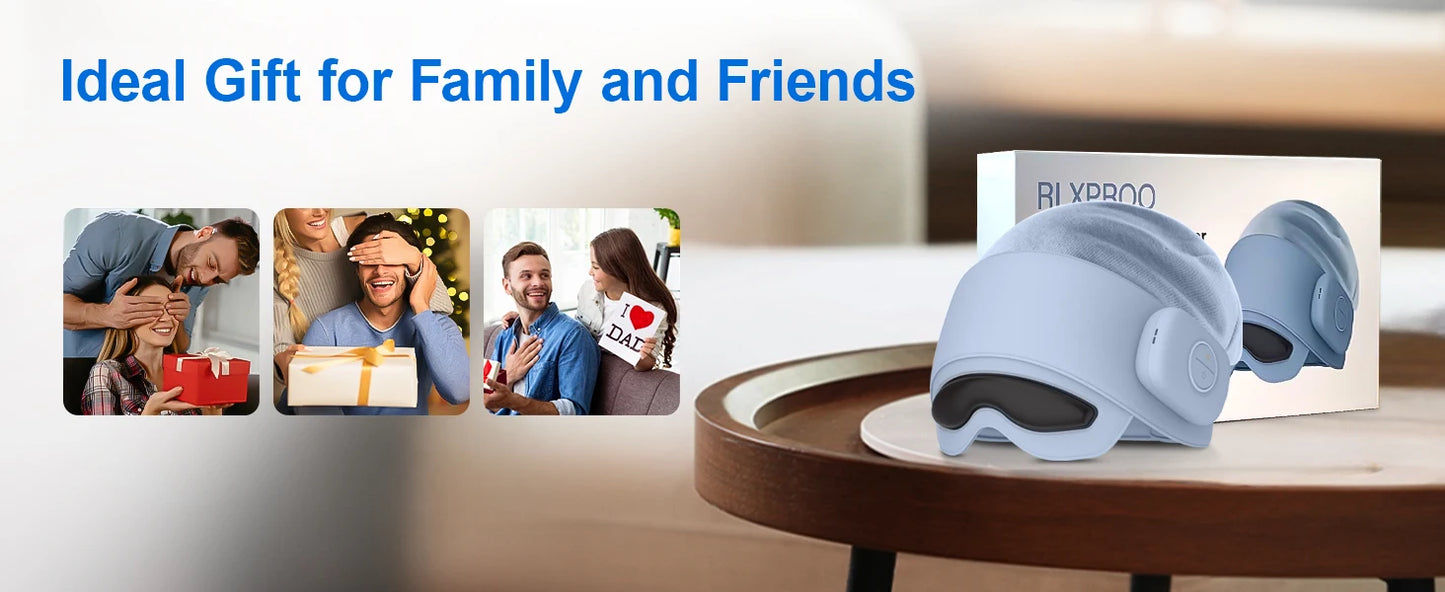 Smart Head & Eye Massager with Heat – Bluetooth Stress & Fatigue Relief Device.