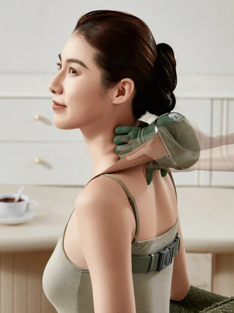 Bionic Neck and Shoulder Massager – Electric Heated Back Massage Pillow for Muscle Relief & Relaxation.