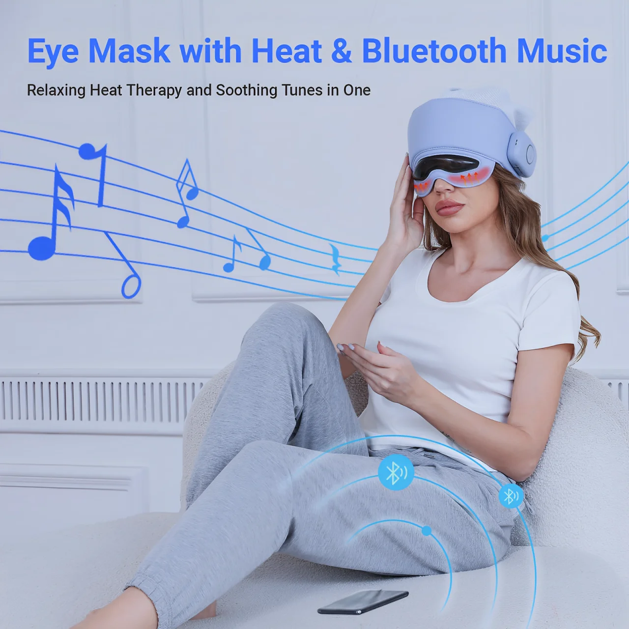 Smart Head & Eye Massager with Heat – Bluetooth Stress & Fatigue Relief Device.