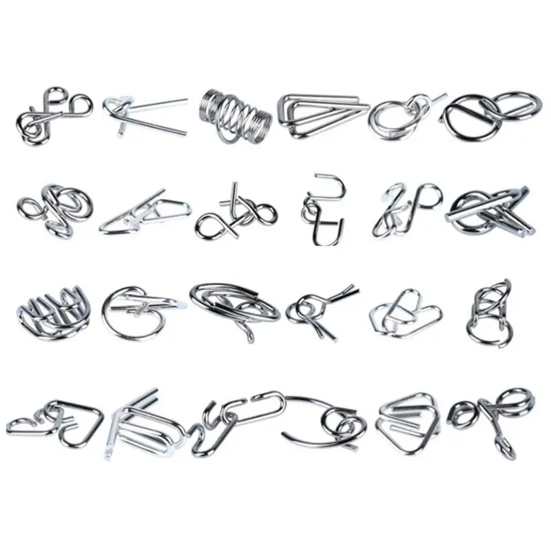24PCS Metal Wire Puzzle Set – Magic Brain Teaser Advent Calendar Christmas Gift for Kids.