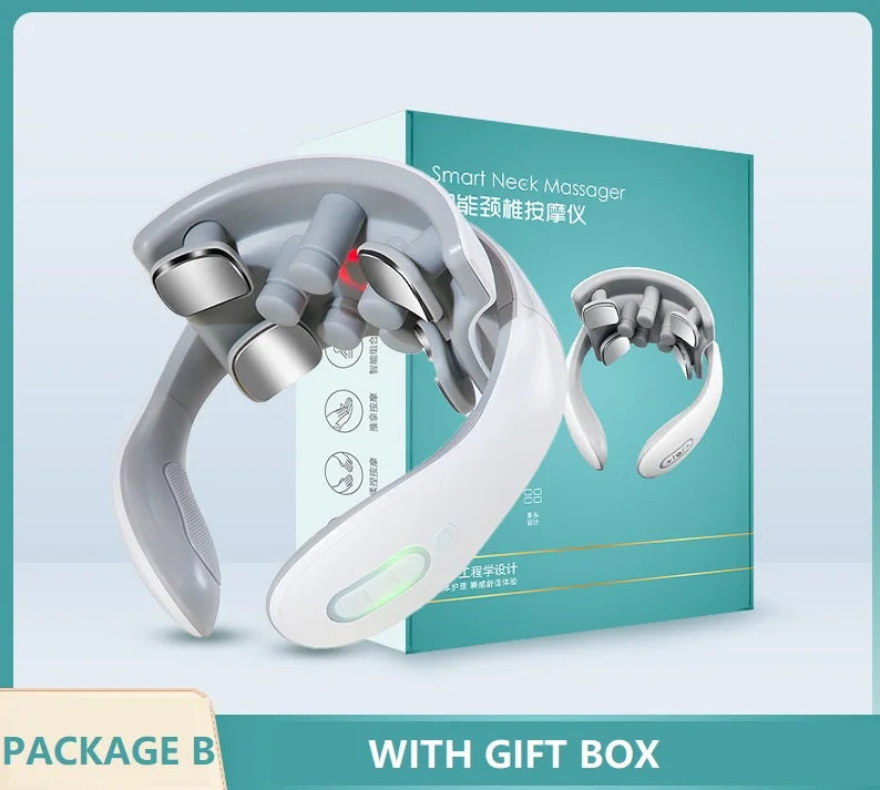 Smart Heated Neck & Shoulder Massager – Electric Cervical Pain Relief with Pulse & Vibration.