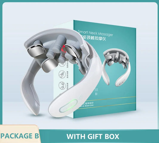 Smart Heated Neck & Shoulder Massager – Electric Cervical Pain Relief with Pulse & Vibration.
