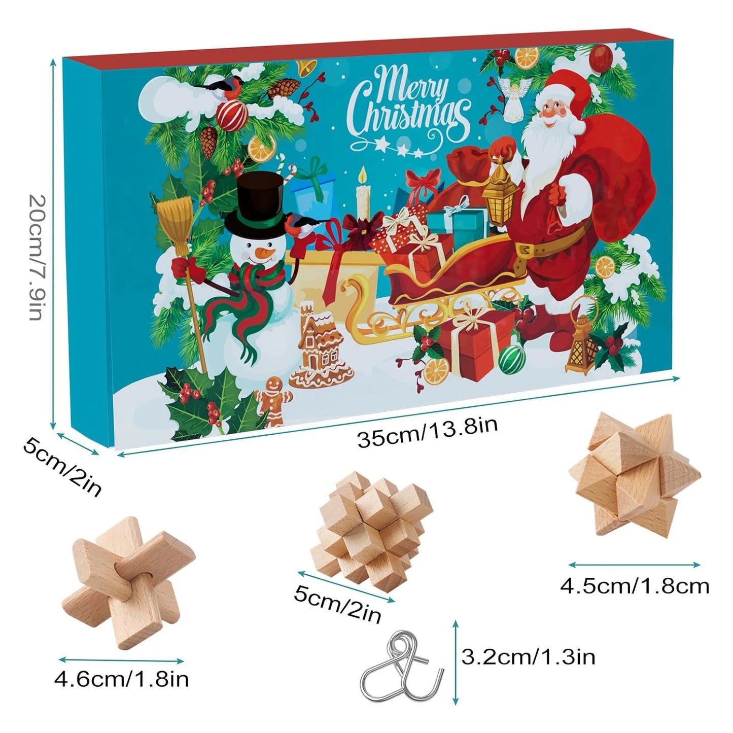 2025 Advent Calendar – 24-Day Christmas Countdown with Brain Teaser Puzzles for Kids & Adults.
