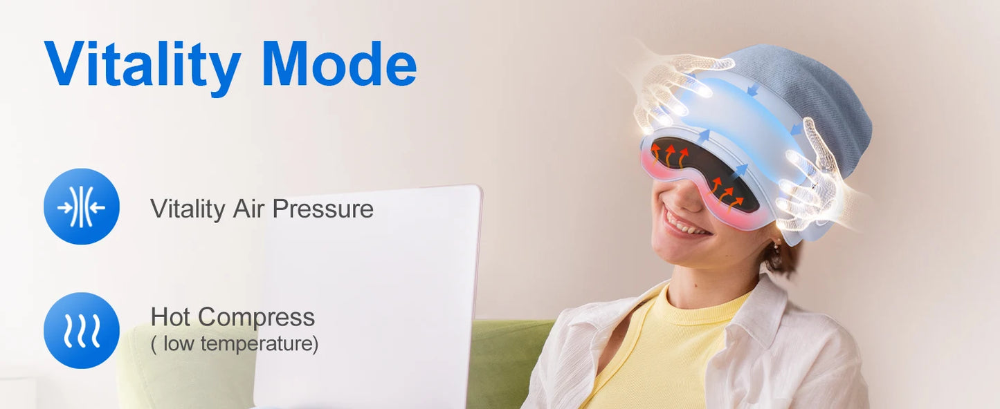 Smart Head & Eye Massager with Heat – Bluetooth Stress & Fatigue Relief Device.