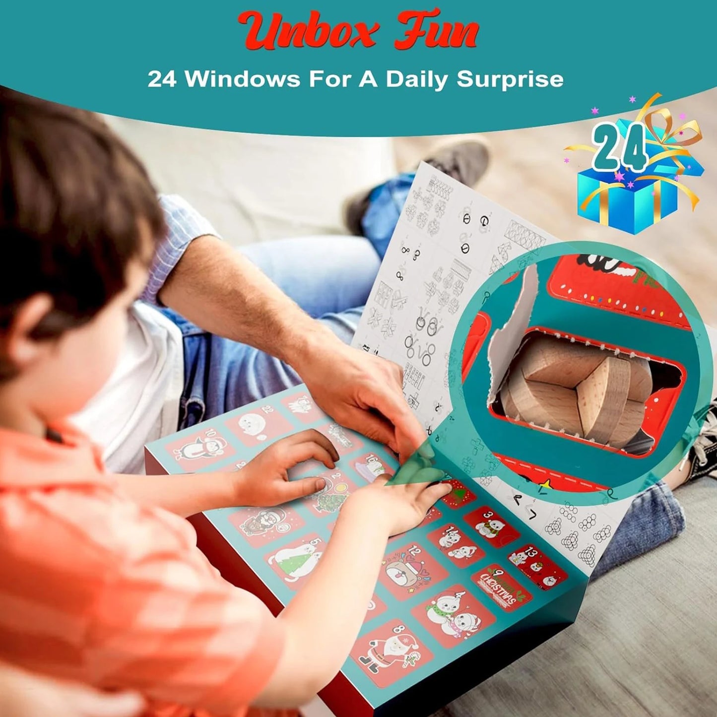 2025 Advent Calendar – 24-Day Christmas Countdown with Brain Teaser Puzzles for Kids & Adults.