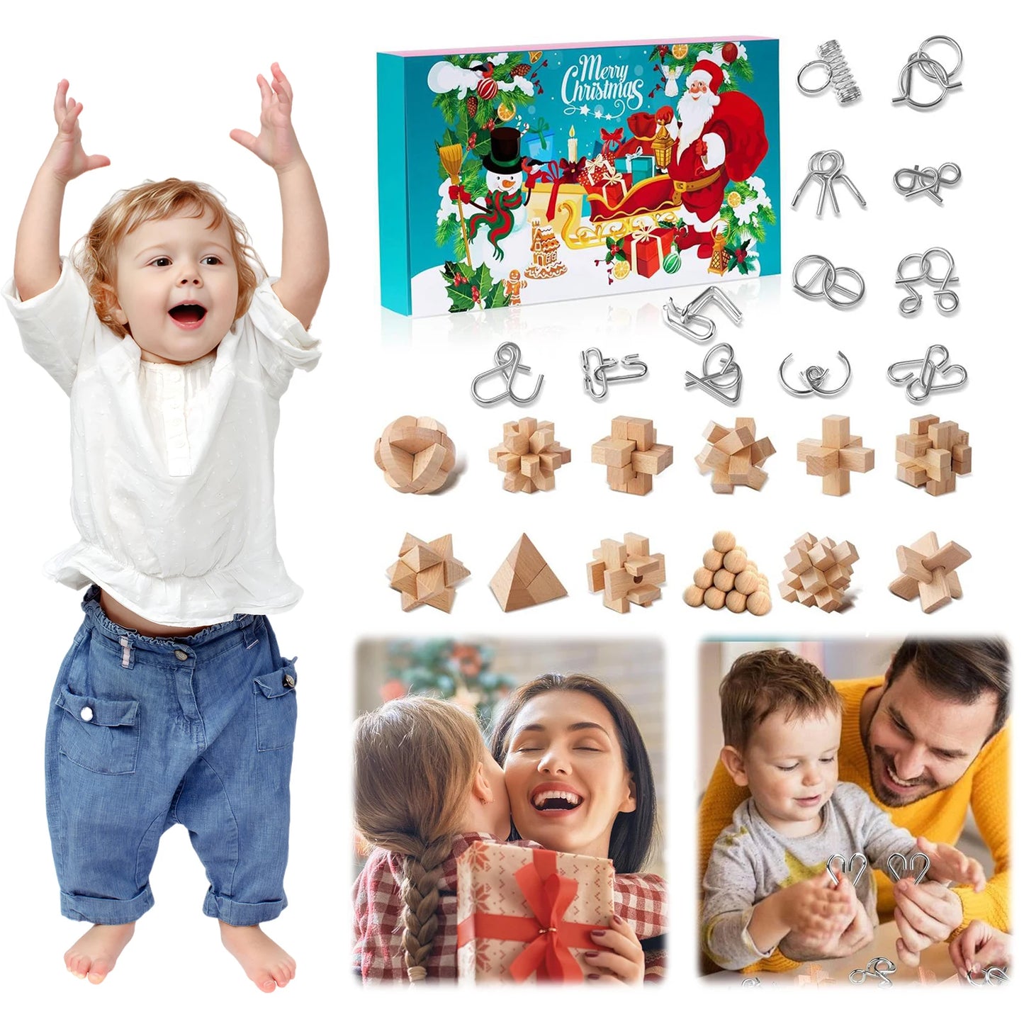 2025 Advent Calendar – 24-Day Christmas Countdown with Brain Teaser Puzzles for Kids & Adults.