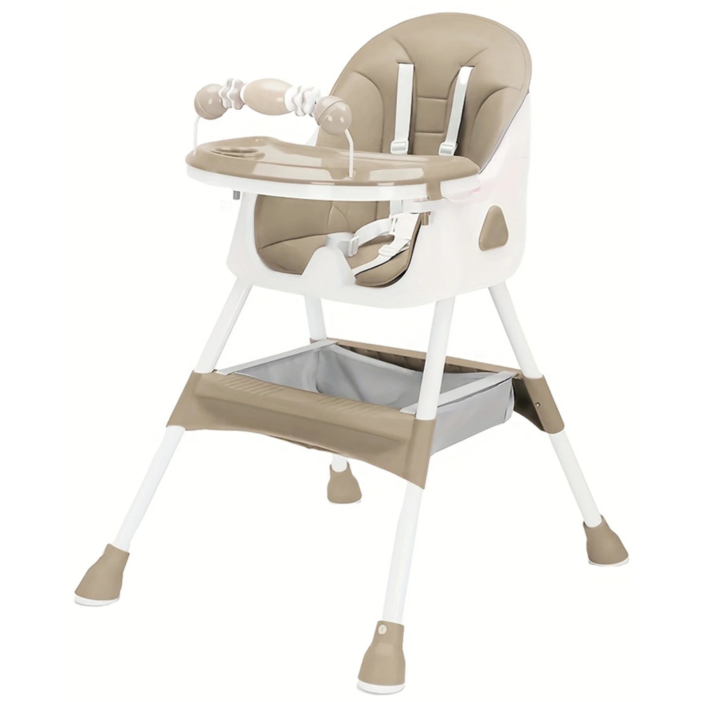 Foldable Baby High Chair – Adjustable Feeding Seat with Tray & Toy Rack.