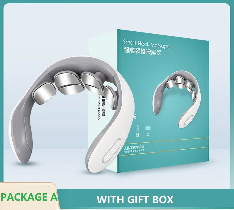 Smart Heated Neck & Shoulder Massager – Electric Cervical Pain Relief with Pulse & Vibration.