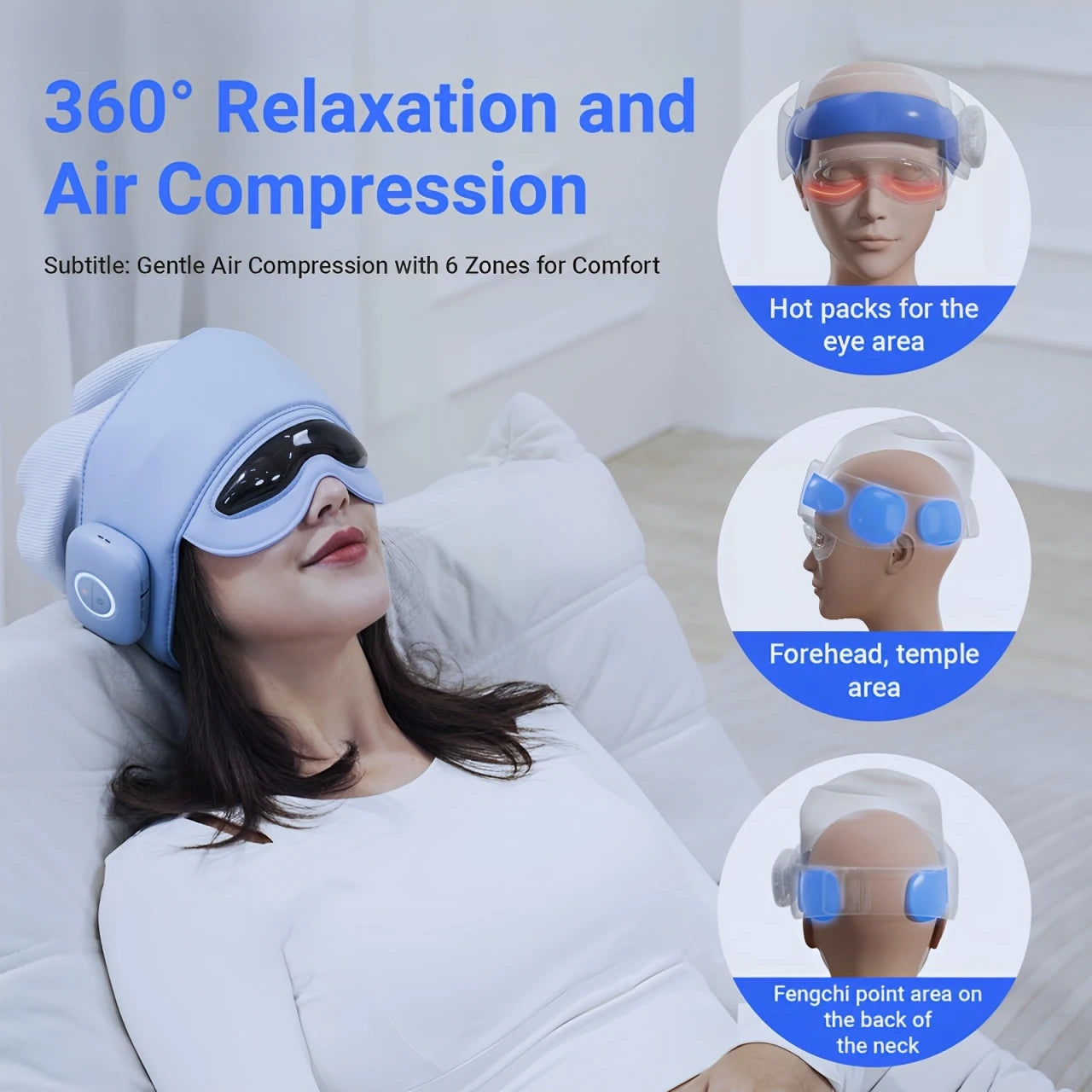 Smart Head & Eye Massager with Heat – Bluetooth Stress & Fatigue Relief Device.