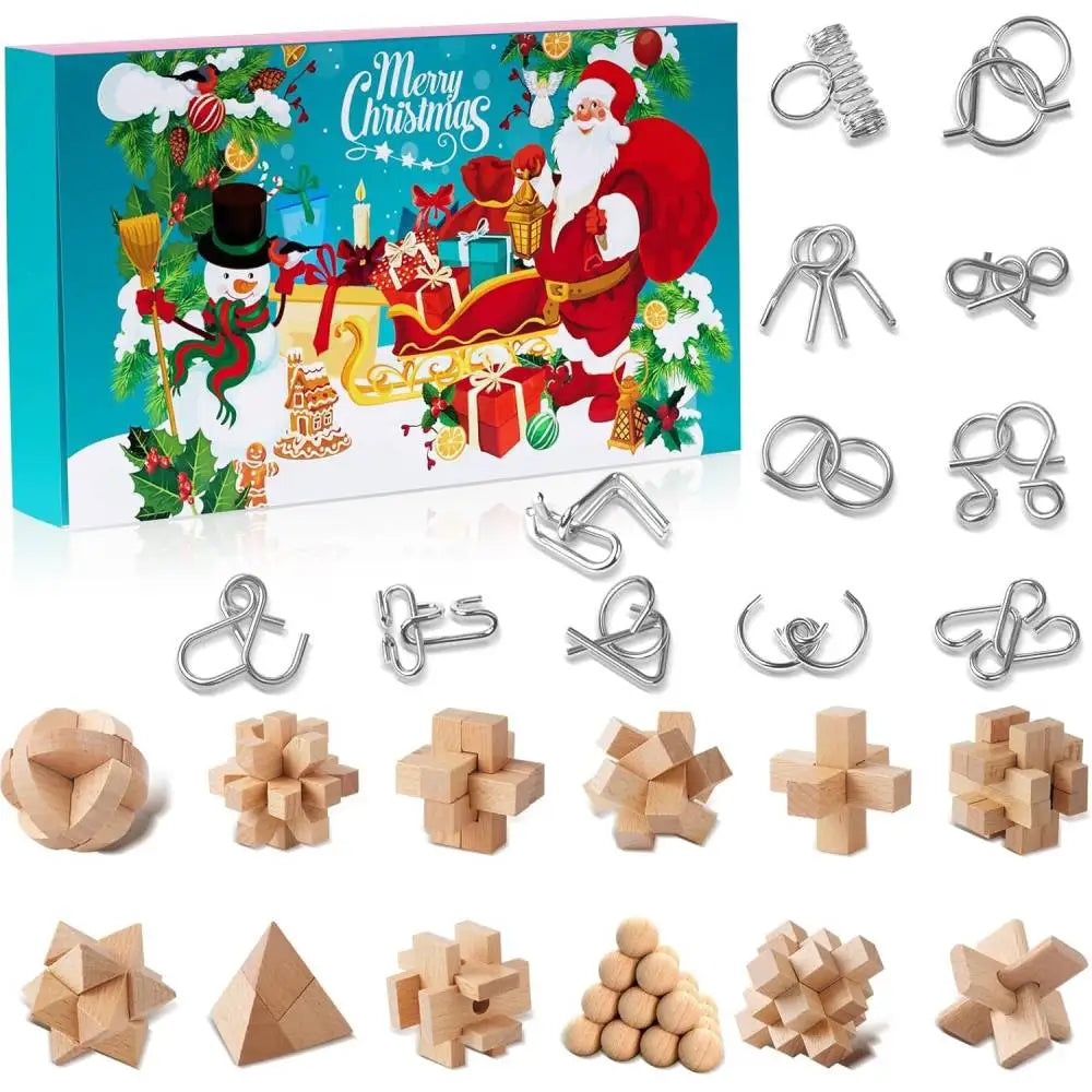 2025 Advent Calendar – 24-Day Christmas Countdown with Brain Teaser Puzzles for Kids & Adults.