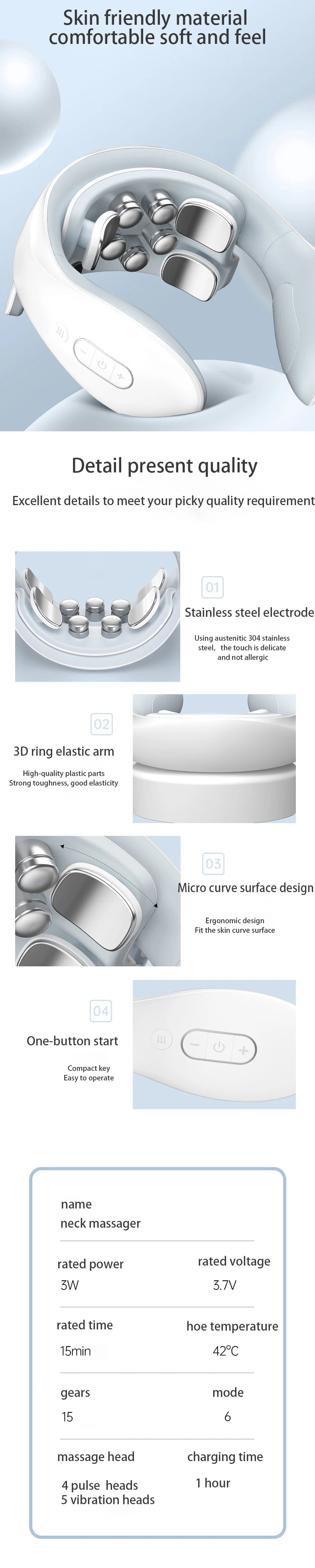 Smart Heated Neck & Shoulder Massager – Electric Cervical Pain Relief with Pulse & Vibration.