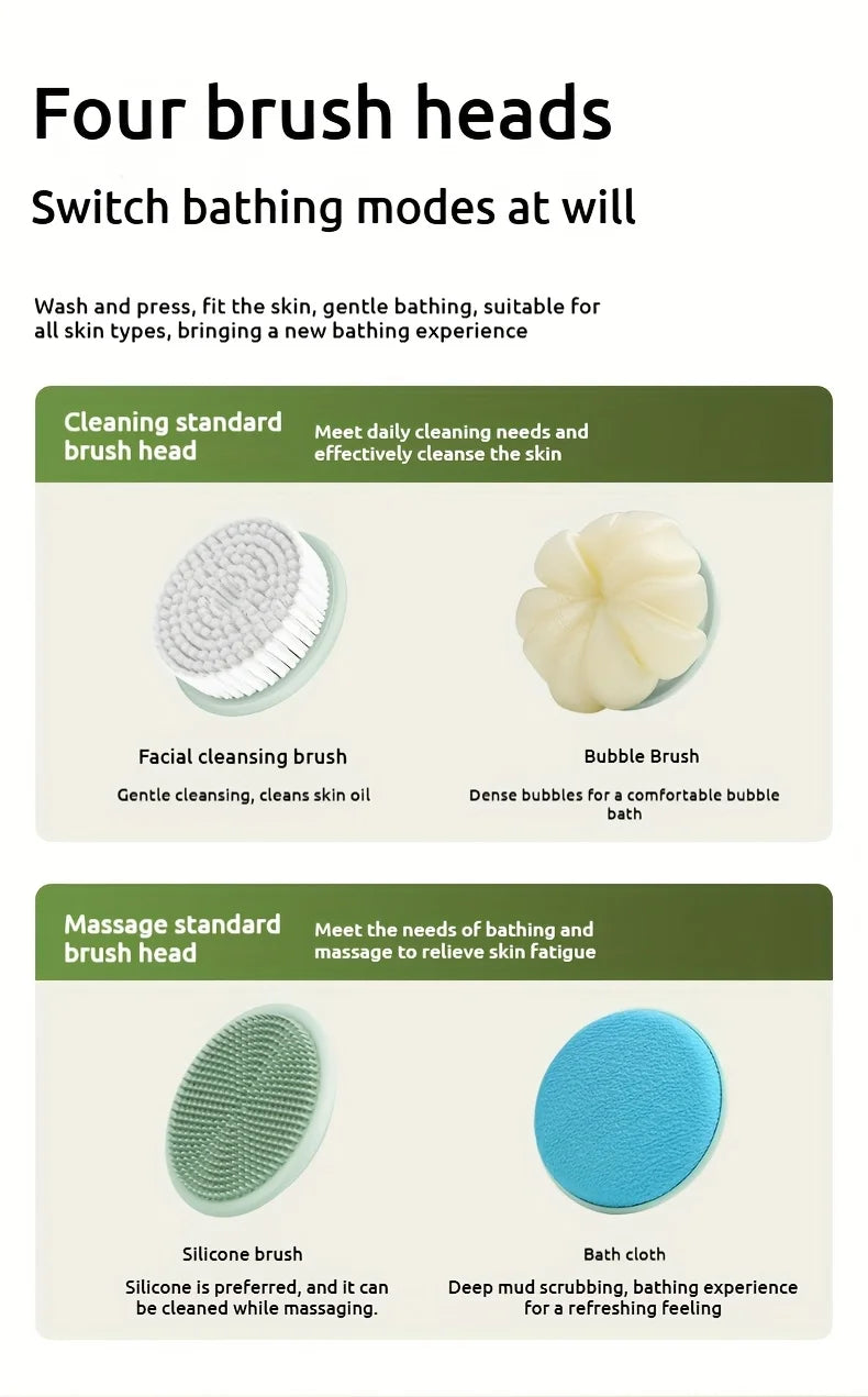 Electric Bath Body Brush – Long Handle Shower Scrubber