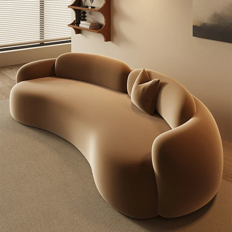 Curved Cream Sofa – Modern Small Space Lounge & Reception Seating.