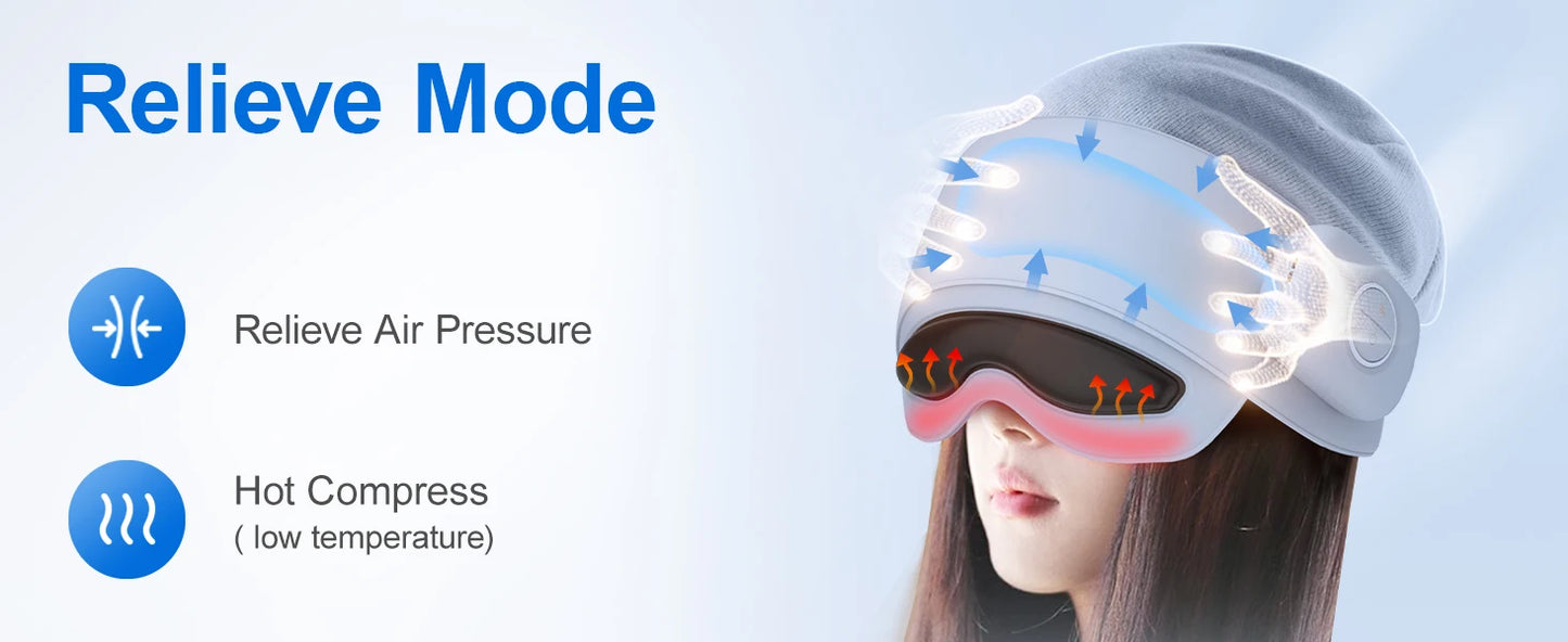 Smart Head & Eye Massager with Heat – Bluetooth Stress & Fatigue Relief Device.