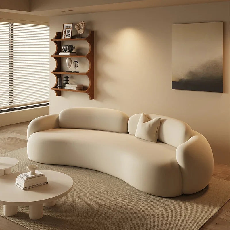 Curved Cream Sofa – Modern Small Space Lounge & Reception Seating.