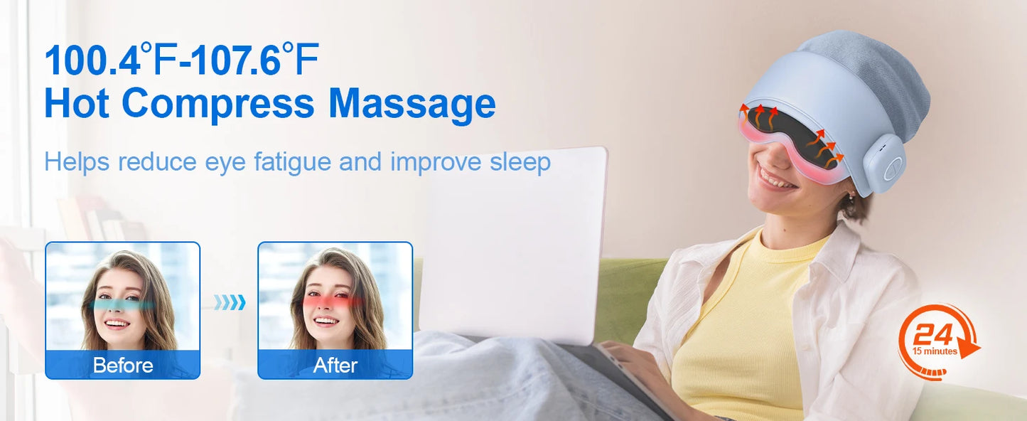 Smart Head & Eye Massager with Heat – Bluetooth Stress & Fatigue Relief Device.