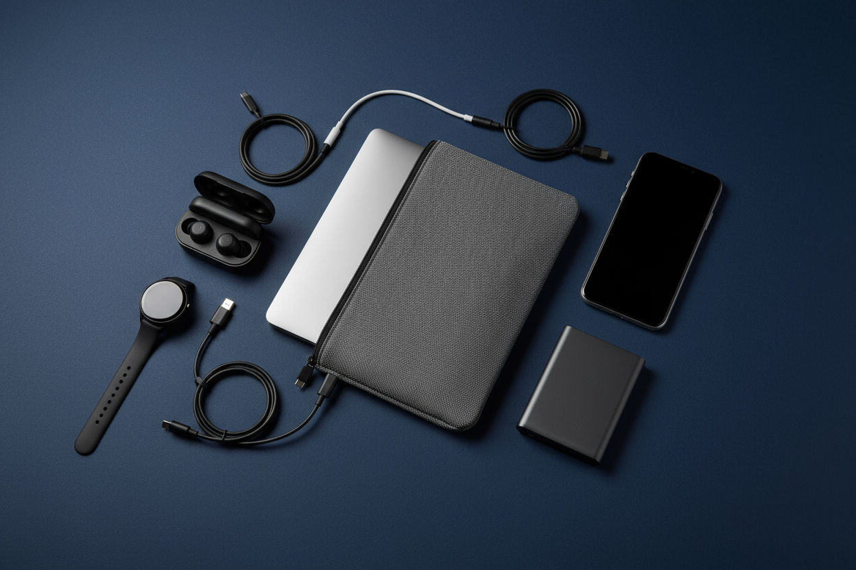 Gadget & Accessories on a Dark blue background 