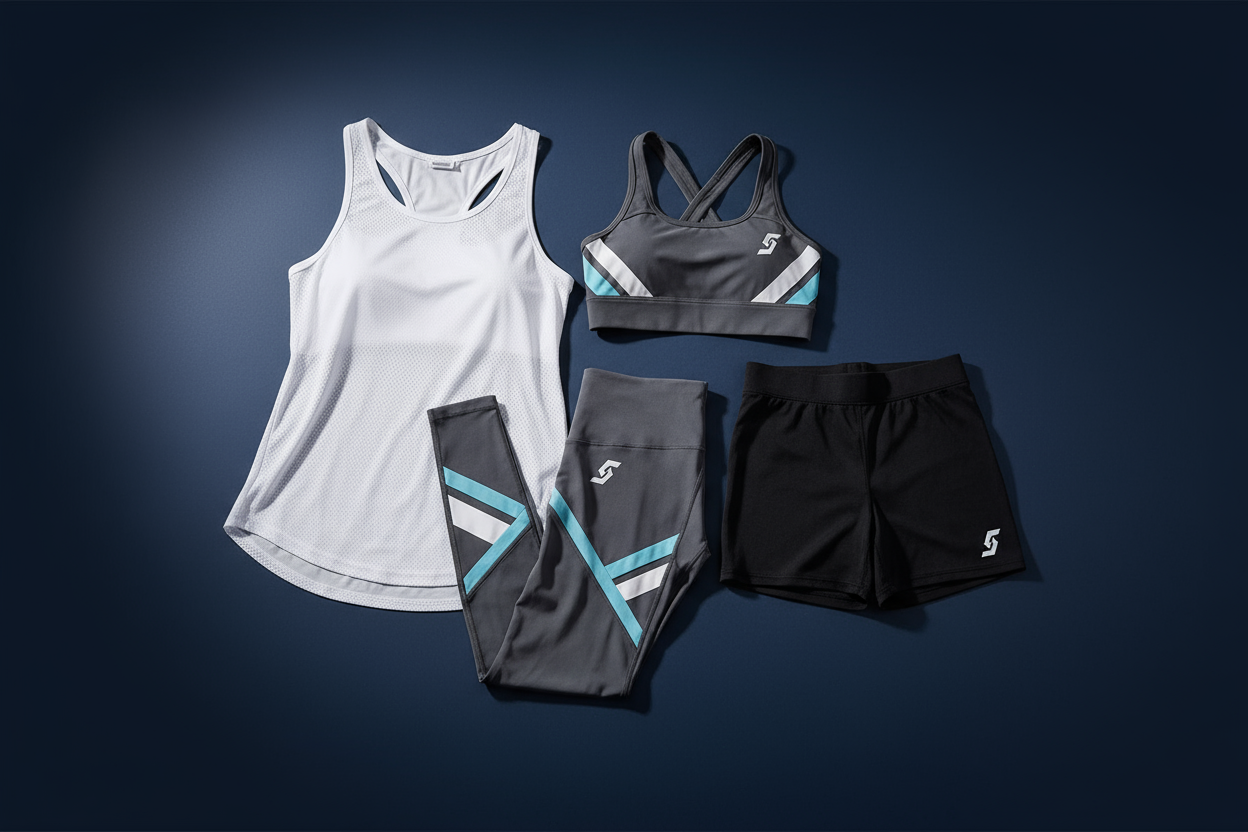 Gym Wear mock up on a Dark blue background